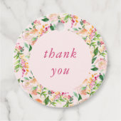 サンキューフローラシックなピンクと金ゴールドメッセージカード フェイバータグ (正面)