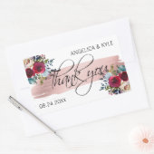 サンキューフローラブルゴーニュバラ金ゴールド結婚のブライダル 長方形シール (封筒)