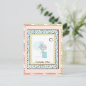 サンキューフローラブルー金ゴールドスパーク抽象芸術 ポストカード (スタンド正面)