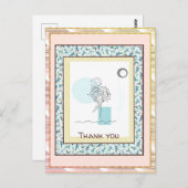 サンキューフローラブルー金ゴールドスパーク抽象芸術 ポストカード (正面/裏面)