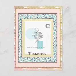 サンキューフローラブルー金ゴールドスパーク抽象芸術 ポストカード