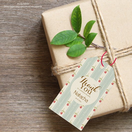 サンキューフローリッシュヴィンテージシャビーシックかわいいブルー ギフトタグ