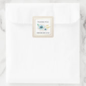 サンキューブライダルシャワーウォーター色フローラBurlap スクエアシール (バッグ)