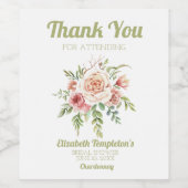 サンキューブライダルシャワーピンクフローラ結婚バラ ワインラベル (シングルラベル)