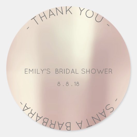 サンキューブライダルシャワーピンクローズパーリーシャンプレーン ラウンドシール (正面)
