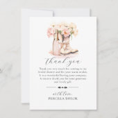 サンキューブライダルシャワーピンク女性のカーボーイブーツ サンキューカード (正面)