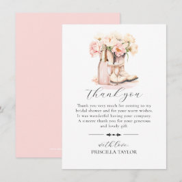 サンキューブライダルシャワーピンク女性のカーボーイブーツ サンキューカード