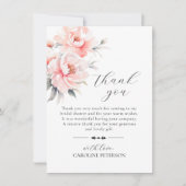 サンキューブライダルシャワー赤面ピンク牡丹 サンキューカード (正面)