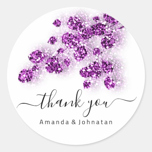 サンキューブライダルSweet16thフローラグリッターピンク ラウンドシール (正面)