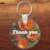 サンキューブライトオレンジのサボテンの花フローラ キーホルダー (正面)