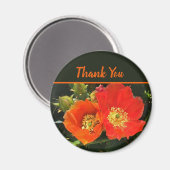 サンキューブライトレッドサボテン開花フォトフラワー マグネット (正面/裏面)