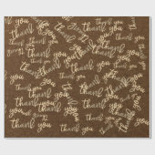 サンキューブラウンクラフト結婚金ゴールド誕生日 ラッピングペーパー (フラット)