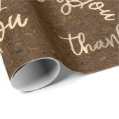 サンキューブラウンクラフト結婚金ゴールド誕生日 ラッピングペーパー (ロールコーナー)