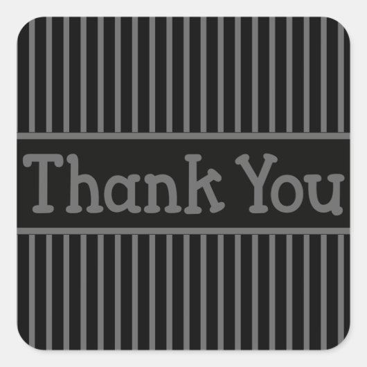 サンキューブラックアンドグレーストライプ スクエアシール (正面)