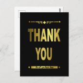 サンキューブラックスタイリッシュ金ゴールドタイポグラフィ ポストカード (正面/裏面)