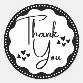サンキューブラックハートクラシックラウンドステッカー ラウンドシール
