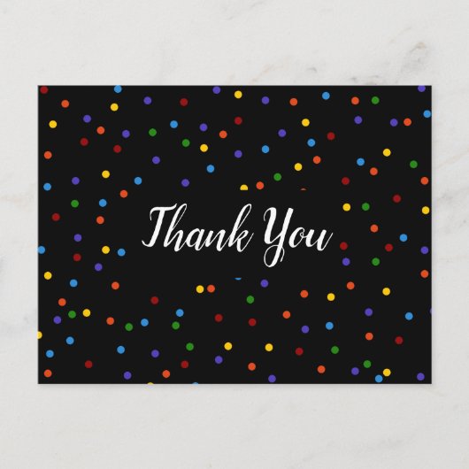 サンキューブラックレインボー水玉模様 ポストカード (正面)