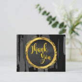 サンキューブラック金ゴールドグリッターサークル抽象芸術 ポストカード (スタンド正面)