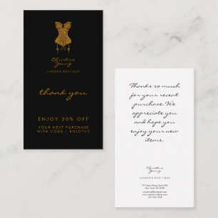 サンキューブラック金ゴールドグリッターランジェリーブティック 割引カード