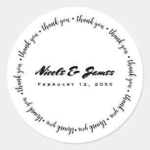 サンキューブラック&ホワイト結婚ズ婚約カスタム ラウンドシール