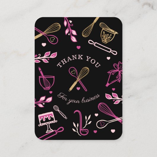 サンキューブラック&金ゴールドベーキング用具ベーカリー エンクロージャーカード (裏面)