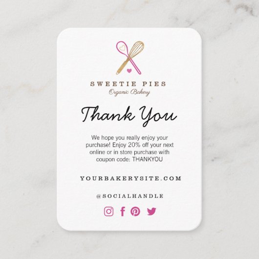 サンキューブラック&金ゴールドベーキング用具ベーカリー エンクロージャーカード (正面)