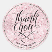 サンキューブランディングスクリプト赤面バラ金ゴールドグリッター ラウンドシール (正面)
