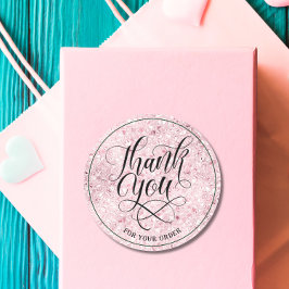 サンキューブランディングスクリプト赤面バラ金ゴールドグリッター ラウンドシール