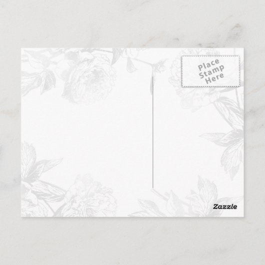 サンキューブリデスメイドシルバーティール（緑がかった色）シンプルフローラ ポストカード (裏面)