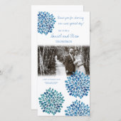 サンキューブルーウォーターカラーダリア結婚ス サンキューカード (正面/裏面)