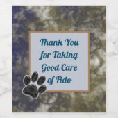 サンキューブルーエレガント金ゴールドペットシッタードッグウォーカー ワインラベル (シングルラベル)