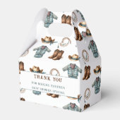 サンキューブルーカウボーイパターン男の赤ちゃんシャワー フェイバーボックス (正面サイド)