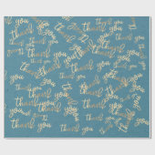 サンキューブルークラフト金ゴールド結婚の誕生日 ラッピングペーパー (フラット)