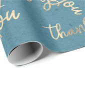 サンキューブルークラフト金ゴールド結婚の誕生日 ラッピングペーパー (ロールコーナー)