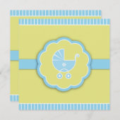 サンキューブルーシャワーベビーカーのフラットカード 招待状 (正面/裏面)