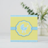 サンキューブルーシャワーベビーカーのフラットカード 招待状 (スタンド正面)