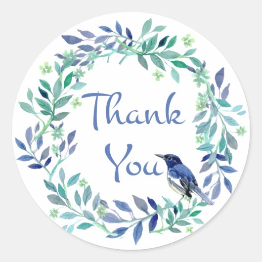 サンキューブルーバードウォーター色フローラリーフリース ラウンドシール (正面)