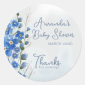 サンキューブルーフローラベビーイン開花ボーイシャワー ラウンドシール (正面)