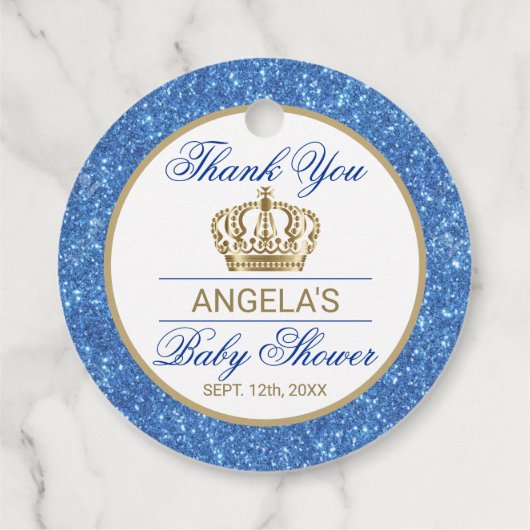 サンキューブループリンスクラウン金ゴールド赤ちゃんシャワー フェイバータグ (裏面)