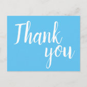 サンキューブルーホワイトスクリプトシンプル ポストカード (正面)
