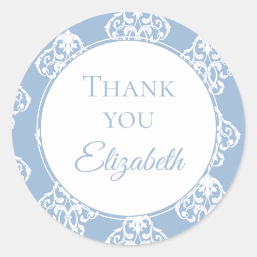 サンキューブルーホワイトバロック ラウンドシール (正面)