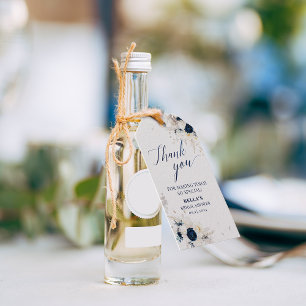 サンキューブルーホワイトフローラブライダル ギフトタグ