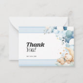 サンキューブルーボーイベビーシャワーカード ノートカード (正面)