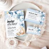 サンキューブルーボーイベビーシャワーカード ノートカード