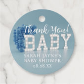 サンキューブルーボーイベビーシャワーメッセージカード フェイバータグ (正面)