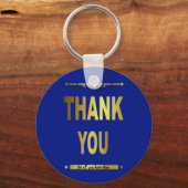 サンキューブルーモダン金ゴールドキーチェーン キーホルダー (正面)