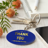 サンキューブルーモダン金ゴールドキーチェーン キーホルダー (側面)