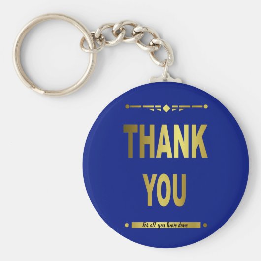 サンキューブルーモダン金ゴールドキーチェーン キーホルダー (正面)