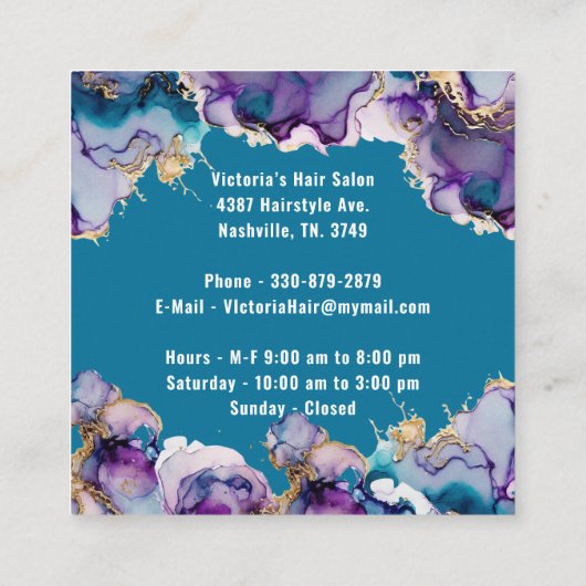 サンキューブルー抽象芸術エレガント事業 スクエア名刺 (裏面)