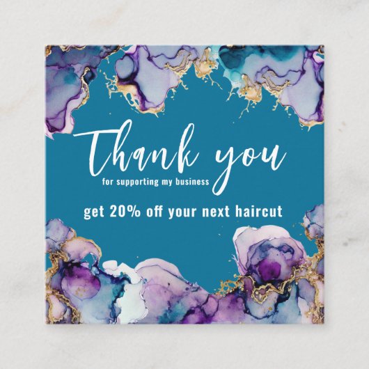 サンキューブルー抽象芸術エレガント事業 スクエア名刺 (正面)